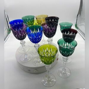 Elegant Multicolour Set of 12 Godinger Crystal Wine Glasses